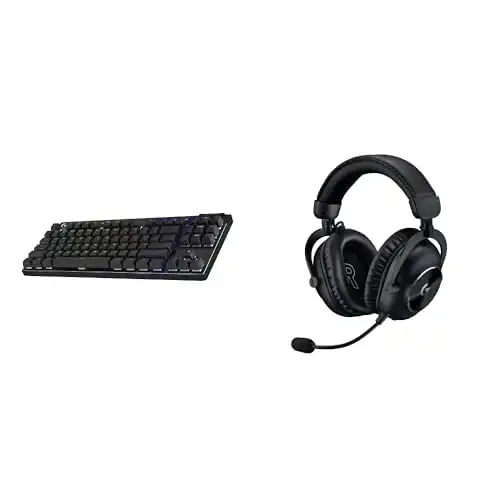 Logitech G Pro X TKL Lightspeed Wireless Gaming Keyboard, Tactile + G Pro X 2 Lightspeed Wireless Gaming Headset Bundle - Black